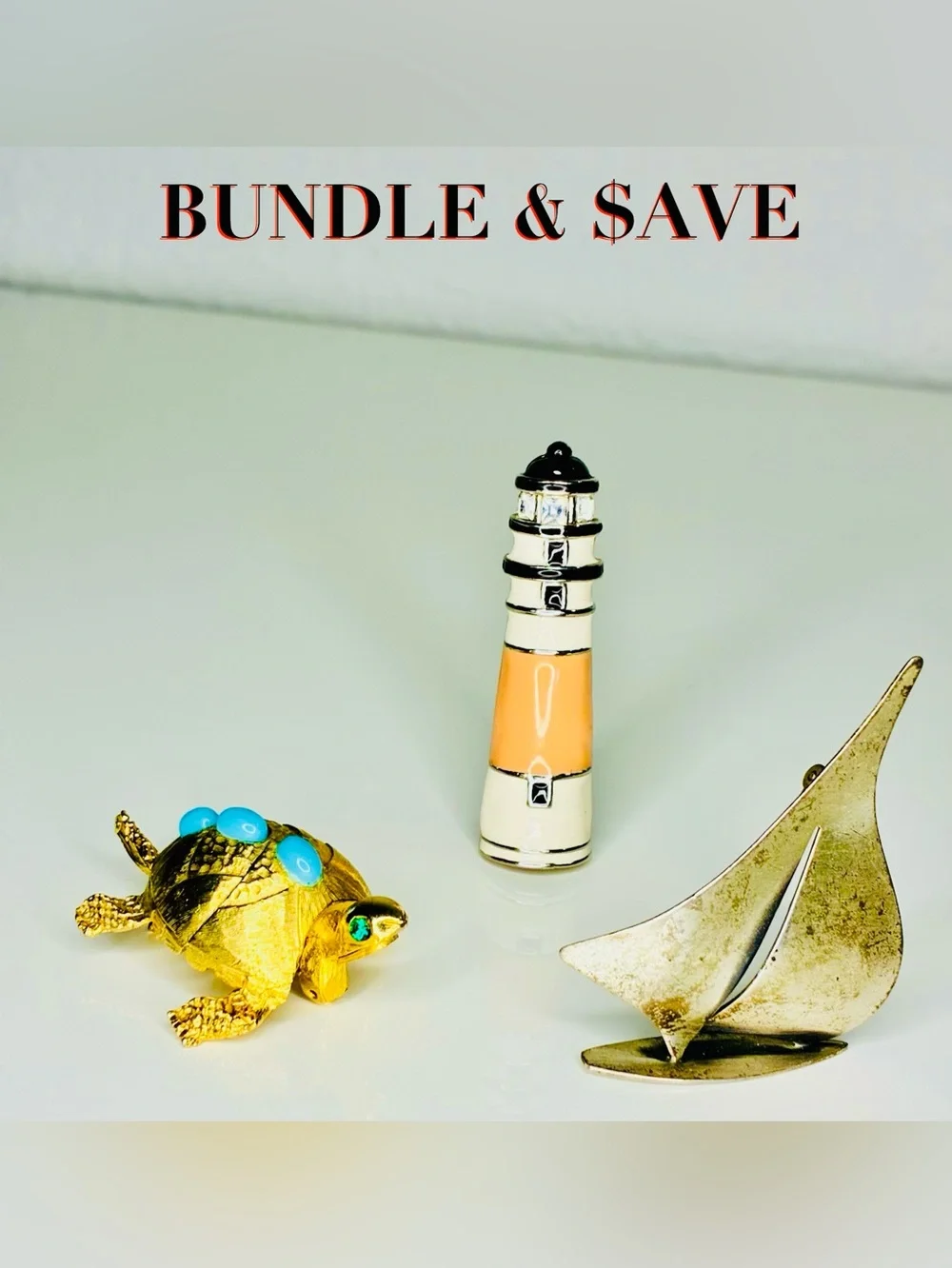Women Jewelry Brooch - Cream & Orange Lighthouse Pin